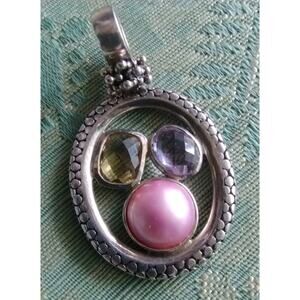 Michael Dawkins Sterling Pink Pearl Amethyst Citrine Silver 925 Enhancer Pendant